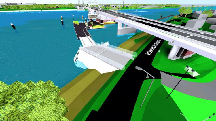 Bouwplaats voor onderdeel Papendrechtsebrug tijdens Dag van de Bouw geopend